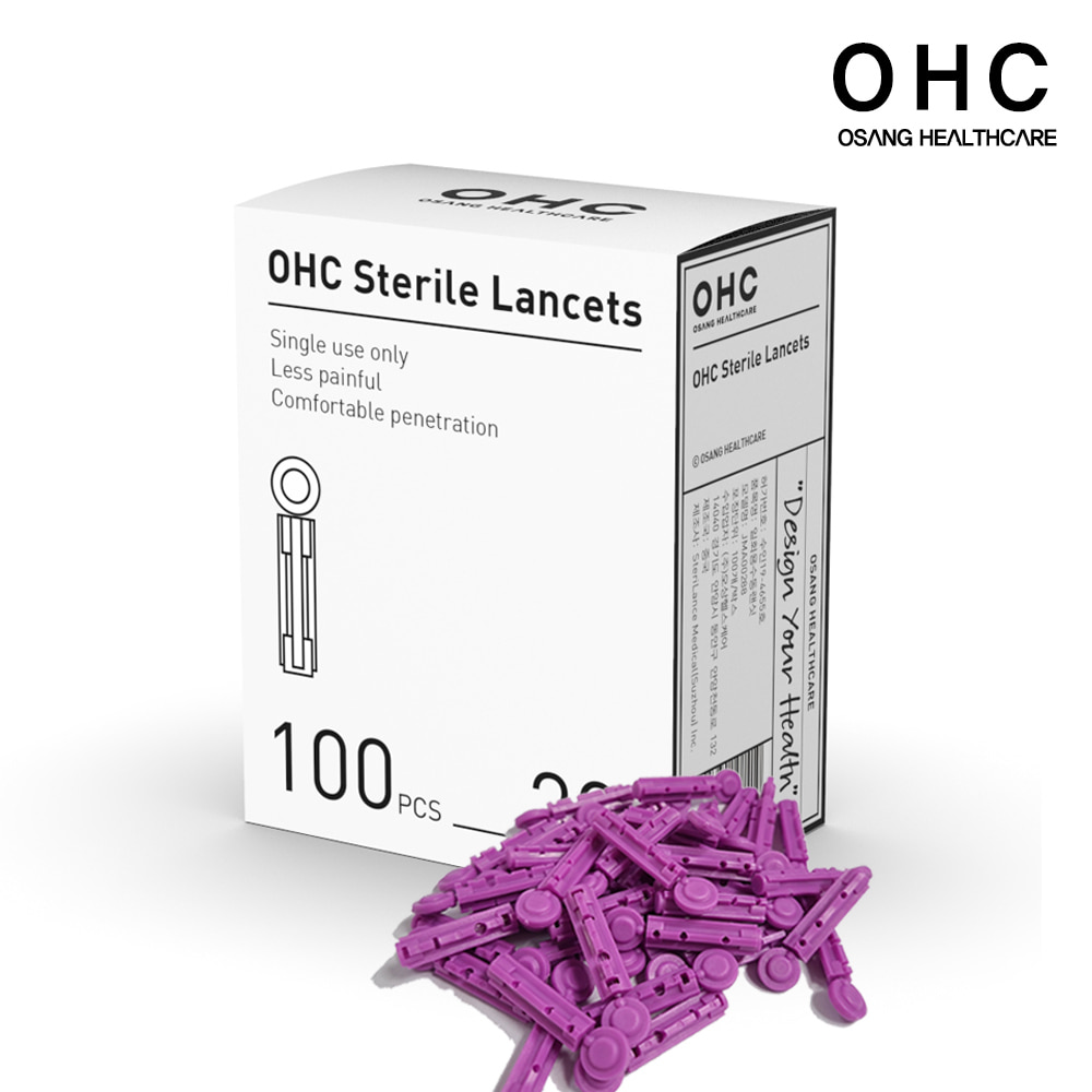 OHC 멸균란셋 30G 100개 사혈침 니들 당뇨 일회용 채혈침 혈당